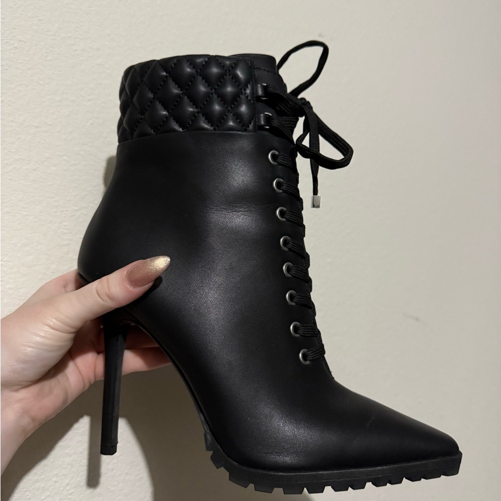 JLO Elegant Black Quilted Ankle Boots